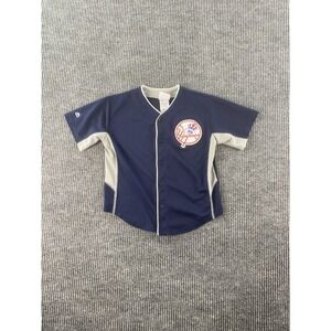Vintage Derek Jeter Jersey Boys Large Blue Team Majestic New York Yankees y2k
